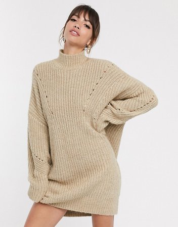 ASOS DESIGN oversized relaxed sweater dress with stitch detail | ASOS