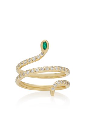 18K Gold, Diamond And Emerald Ring by Ashley McCormick | Moda Operandi