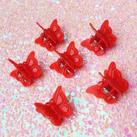 Bright Red 90's Butterfly Clips 90's Hair Clips | Etsy
