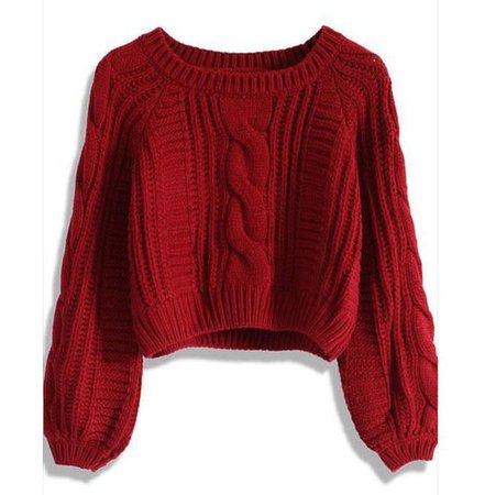 Cable Knit High-waist Loose Short Pullover Sweater