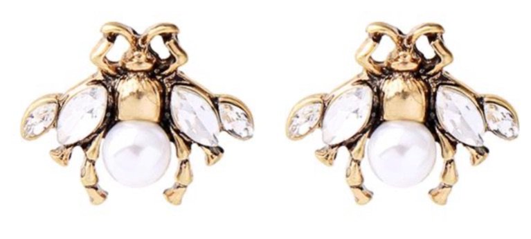 crystal bee earrings