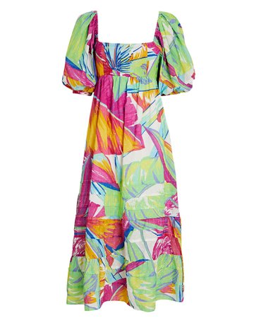 Farm Rio Rainbow Leafs Cotton Midi Dress | INTERMIX®