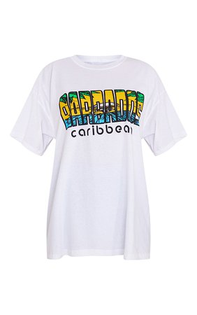 Bright Blue Barbados Tropical Print T Shirt | PrettyLittleThing USA