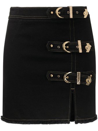 VERSACE JEANS COUTURE buckled denim mini skirt