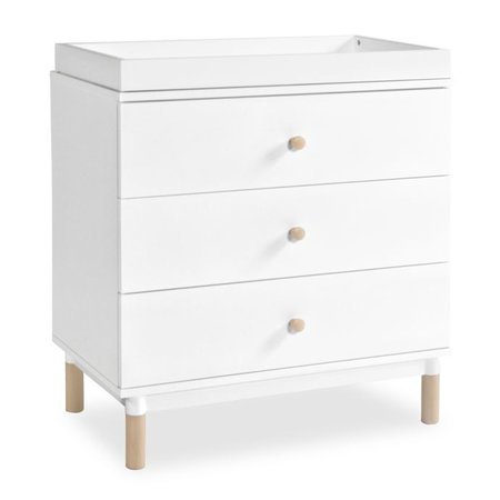 Babyletto Gelato 3-Drawer Changer Dresser in White with Washed Natural Feet | buybuy BABY