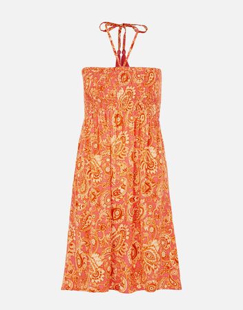 Paisley Print Bandeau Dress Orange | Beach holiday dresses | Accessorize UK
