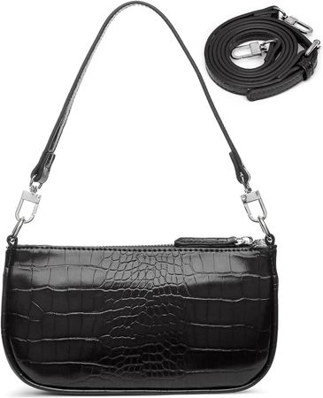 Mini Shoulder Bag for Women Small Y2K Bag Clutch Purse Crossbody Purses Black Retro Classic Tote Crocodile Pattern: Handbags: Amazon.com