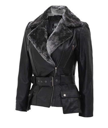 fur collar leather coat