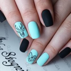 Black and turquoise nails