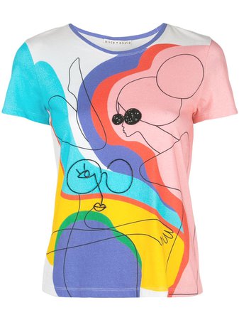 Alice+Olivia Rylyn face print T-shirt £281 - Fast Global Shipping, Free Returns