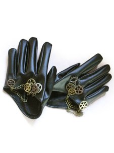 Black Steampunk Gloves Unisex Gears Vintage Gloves Halloween - Milanoo.com