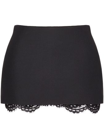 Valentino Crepe Couture Lace Trim Skirt - Farfetch