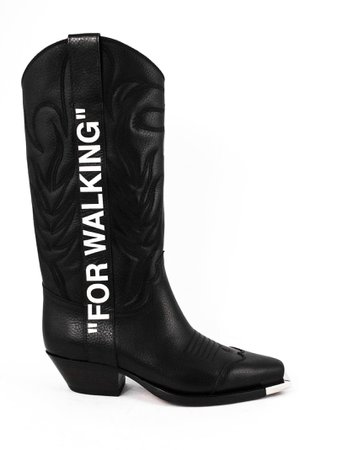 Off-White Black Leather Cowboy Boots
