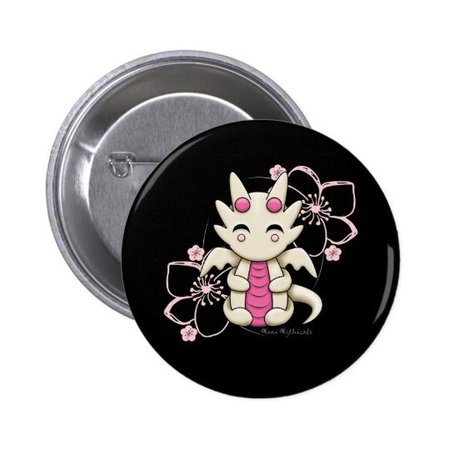Pink Kawaii Dragon Button Pin