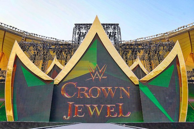 WWE on Instagram: “The stage is officially SET for #WWECrownJewel! Don’t miss it on the @wwenetwork at 12pm EST.”