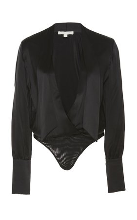 Draped Wrap-Front Charmeuse Bodysuit by Jonathan Simkhai | Moda Operandi