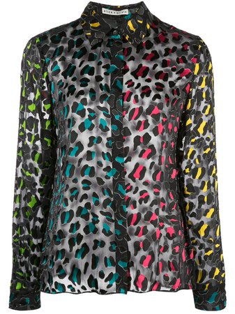 Black Alice+Olivia Sheer Leopard Print Shirt | Farfetch.com