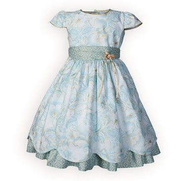 Glimmering Aqua Floral Classic Girl's Dress