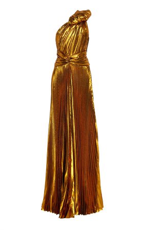 Tre by Natalie Ratabesi Pleated One Shoulder Gown