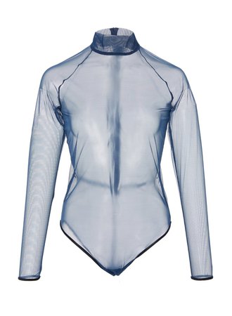 Sheer Tulle Turtleneck Bodysuit with Velvet Trim | Fleur du Mal