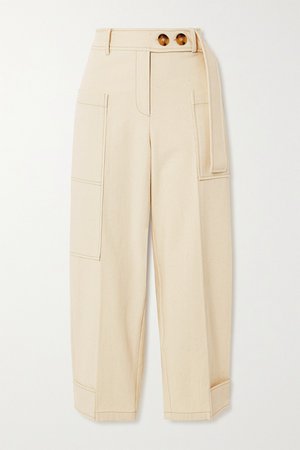 Ecru Sadie cropped cotton-canvas cargo pants | REJINA PYO | NET-A-PORTER