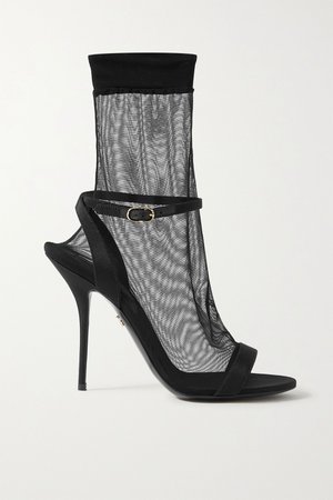Black Tulle and grosgrain sandals | Dolce & Gabbana | NET-A-PORTER
