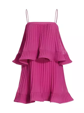 Shop AMUR Kate Pleated Minidress | Saks Fifth Avenue