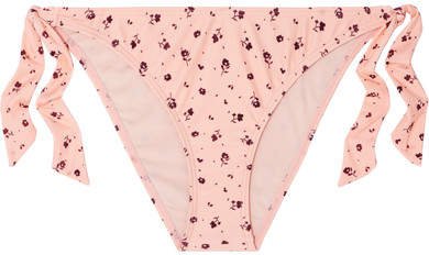 Peony - Vacation Floral-print Bikini Briefs - Pastel pink