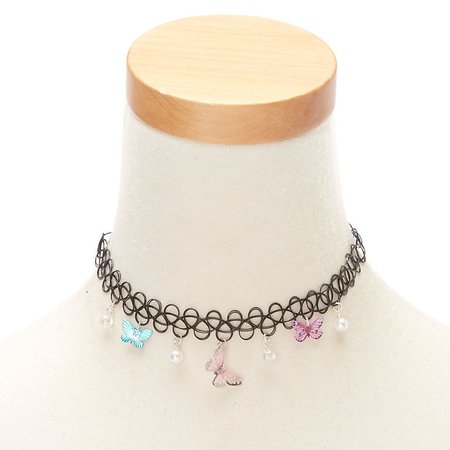 Butterfly Charm Tattoo Choker Necklace | Claire's US