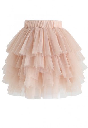 Love Me More Layered Tulle Skirt in Nude Pink for Kids - Retro, Indie and Unique Fashion