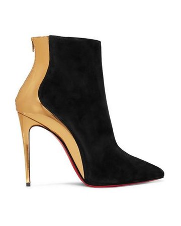 Christian Louboutin Women's Black Delicotte Velour Heeled Boots