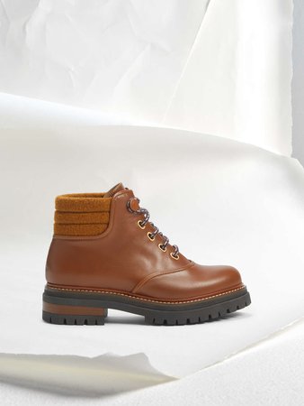 Leather hiking boots, tobacco - "HARLOW" Max Mara