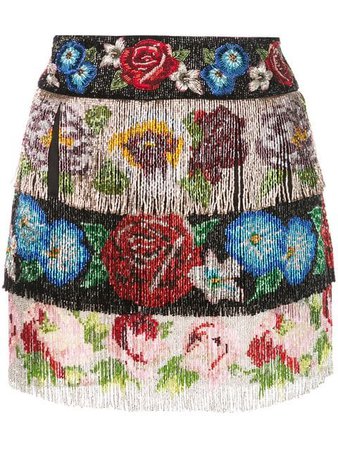 Dolce & Gabbana beaded fringe floral skirt £12,738 - Shop SS19 Online - Fast Delivery, Free Returns