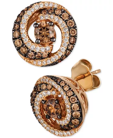 Le Vian Chocolate Diamond & Vanilla Diamond Swirl Stud Earrings (7/8 ct. t.w.) in 14k Rose Gold