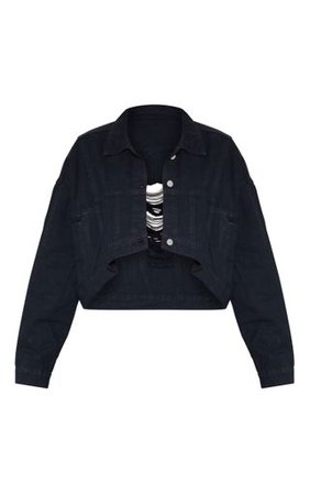 Black 4 Pocket Oversized Denim Jacket | Denim | PrettyLittleThing