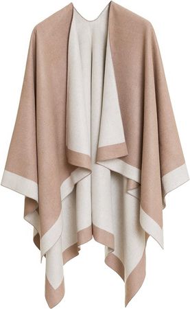 MELIFLUOS DESIGNED IN SPAIN Women's Shawl Wrap Poncho Ruana Cape Cardigan Sweater Open Front for Fall Winter (PC03-11) at Amazon Women’s Clothing store