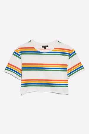 Printed Rainbow Crop T-Shirt | Topshop
