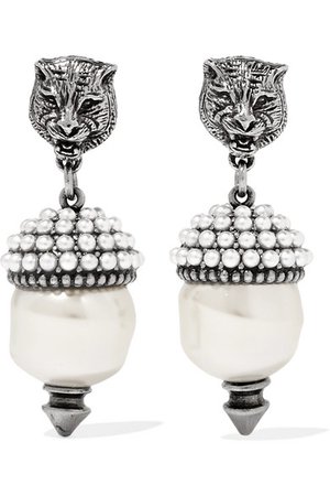 Gucci | Silver-tone faux pearl earrings | NET-A-PORTER.COM