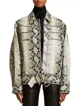 Shop Khaite Tania Snakeskin-Printed Leather Jacket | Saks Fifth Avenue