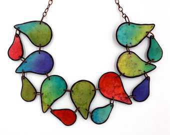 blue, red, green, yellow necklaces boho - Google Search