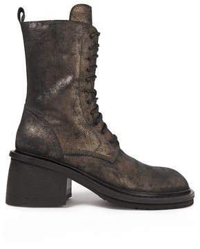 Metallic Brushed-leather Ankle Boots