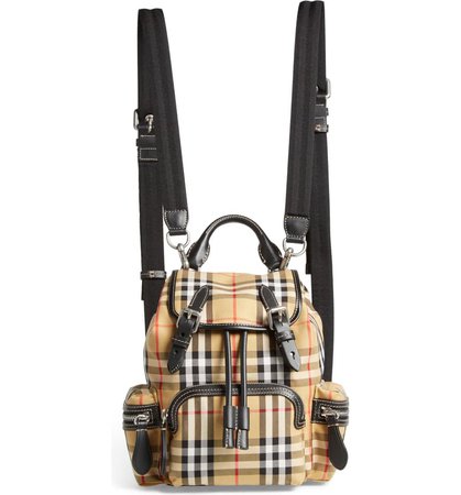 Burberry Small Rucksack Vintage Check Canvas & Leather Backpack | Nordstrom