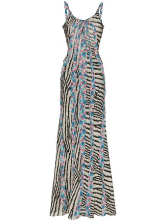 Etro zebra-print ruffled silk maxi dress £1,118 - Shop Online. Same Day Delivery in London