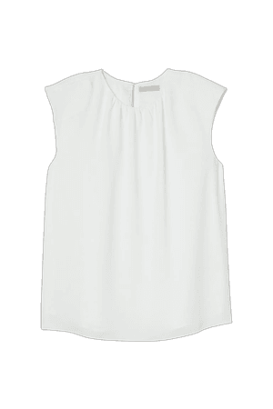 Sleeveless Shoulder-pad Blouse White