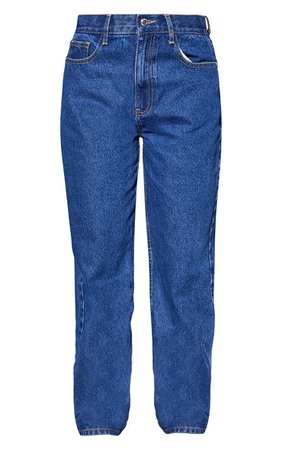 Mid Blue Wash Basic Low Rise Baggy Boyfriend Jeans | PrettyLittleThing USA