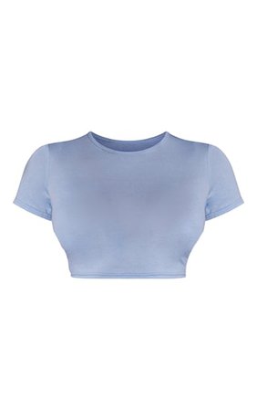 Basic Baby Blue Short Sleeve Crop T Shirt | PrettyLittleThing USA