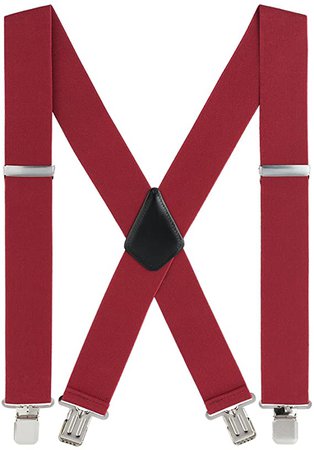 Men Suspenders, with Heavy Duty Clip 2'' Wide X-Back Suspenders Men Red at Amazon Men’s Clothing store
