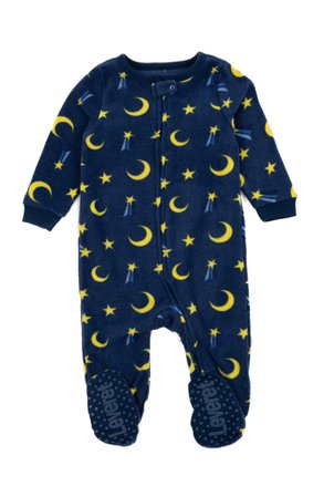 LEVERET Star & Moon Footed Fleece Pajamas | Nordstromrack