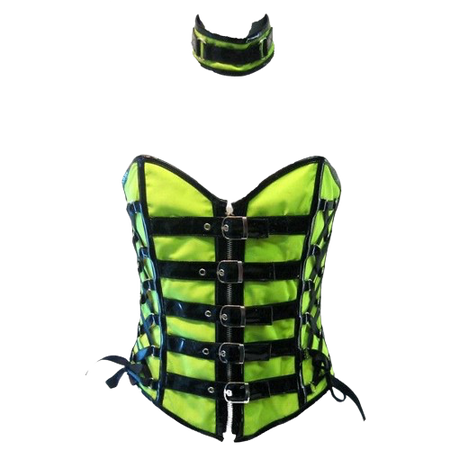 black and neon green corset