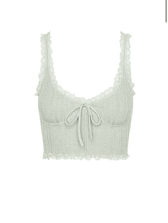 light green lace rimmed crop top